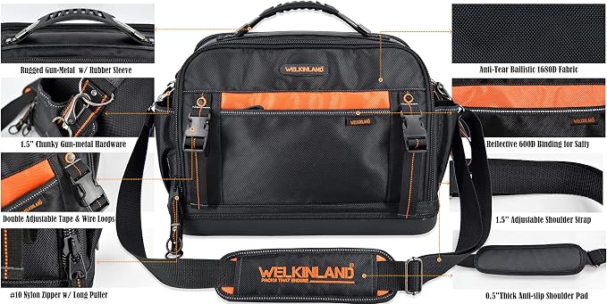 WELKINLAND 42-Pocket Tool Organizer - HVAC & Electrician's Waterproof Tool Tote