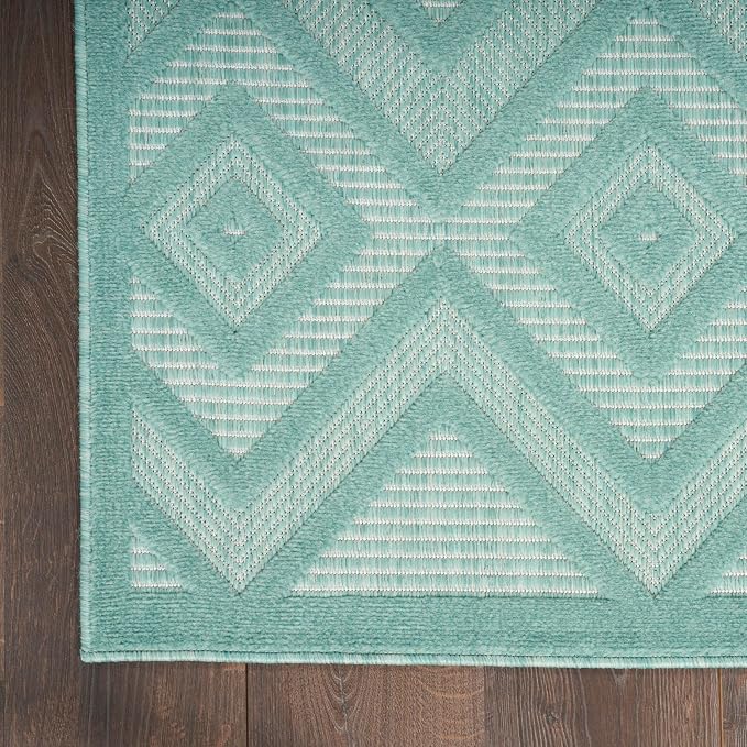 Nourison Home Versatile Aqua Teal 6' x 9' Area Rug - Easy Clean, Non Shedding, Bed Room, Living Room, Dining Room, Kitchen (6' x 9')