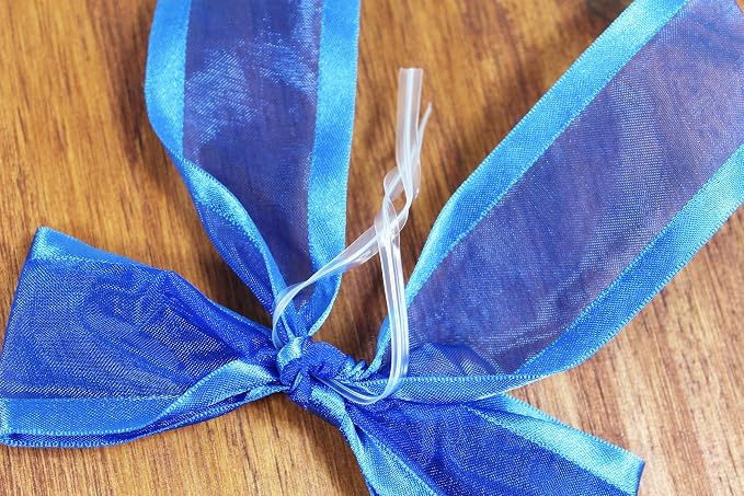 Royal Blue Pre-Tied Organza Bows With Twist Ties. Pack of 12 Satin-Edged Fabric Bows Made of 1-1/2" Ribbon. Bow Measures 4" Wide (12, Royal Blue)