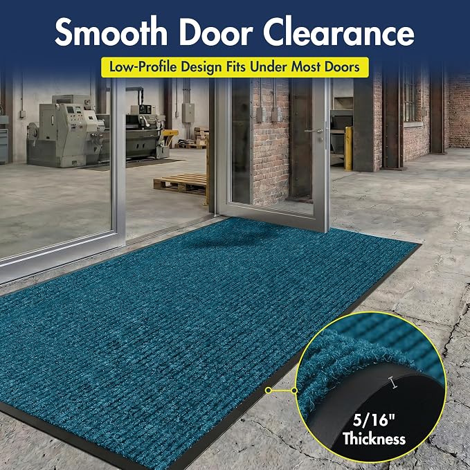 Notrax 109 Industrial Door Mat, 4' x 8' Large Entrance Mat, Heavy Duty Commercial Rugs for Entryway, Welcome Lobbies, Garage, and Mudroom, Made in the USA, Slate Blue, Brush Step 109S0048BU