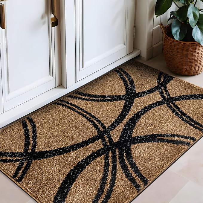 Rugshop Wavy Circles Modern Non-Shedding Living Room Area Rug Jute 2' x 3' | Rectangular, Size 2' x 3', Bedroom, Dining Room, Home Office, Kitchen, Entryway, Hallway, Nursery, Kids Room, Guest Room