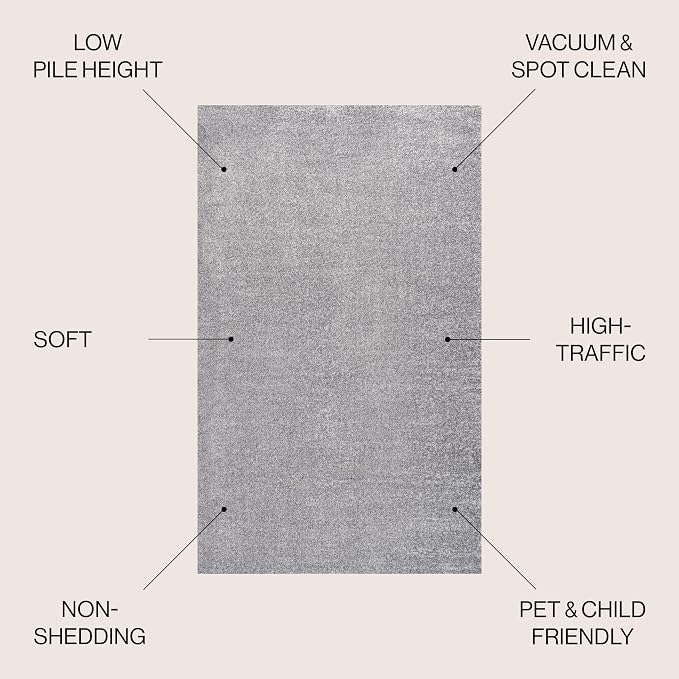 JONATHAN Y Haze Solid Low-Pile Gray 4' Round Indoor Area Rug, Coastal,Bohemian,Minimalist,Classic, Easy-Cleaning for Living Room,Bedroom,Kitchen,Pet Friendly,Non-Shedding (SEU100A-4R)