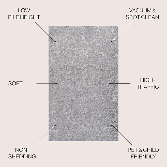 JONATHAN Y Haze Solid Low-Pile Gray Indoor Area Rug 12x15, Coastal,Bohemian,Minimalist,Classic, Easy-Cleaning for Living Room,Bedroom,Kitchen,Pet Friendly,Non-Shedding (SEU100A-15)