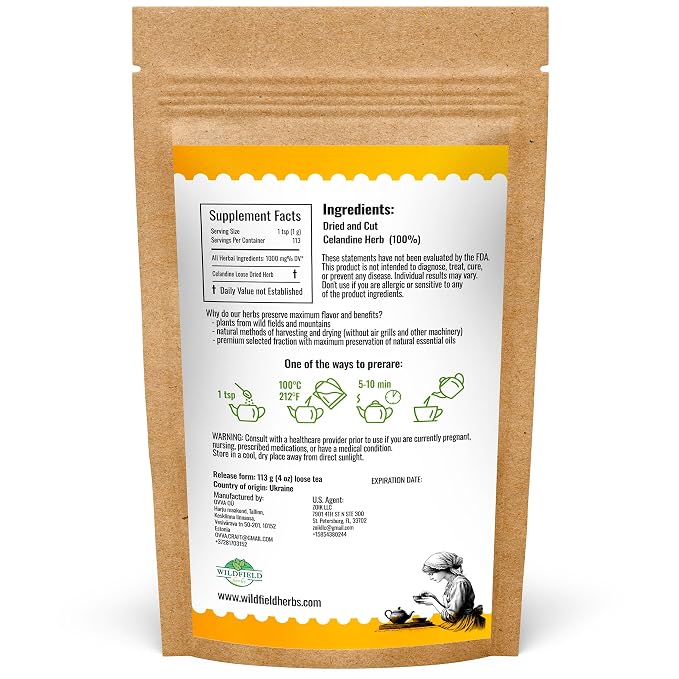 4 oz. Celandine Herb Herbal Tea (Chelidonia) - 113g Pigweed Herb Tea Celidonia Celandines