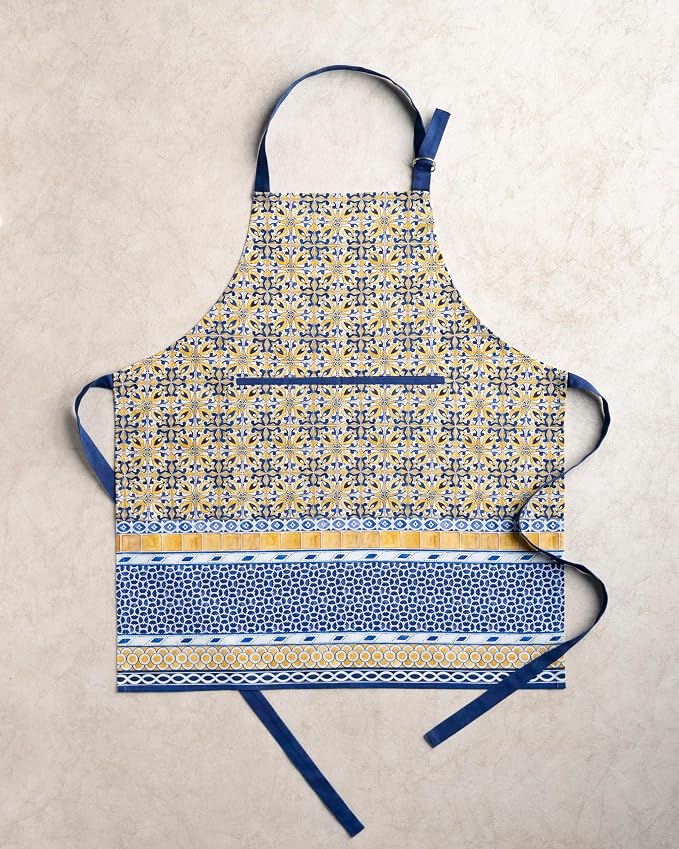 Maison d' Hermine Aprons for women with Pocket 100% Cotton (27.50"x31.50") | Adjustable Neck Strap & long ties Apron Men Chef Wedding Cooking Gardening Server Maid