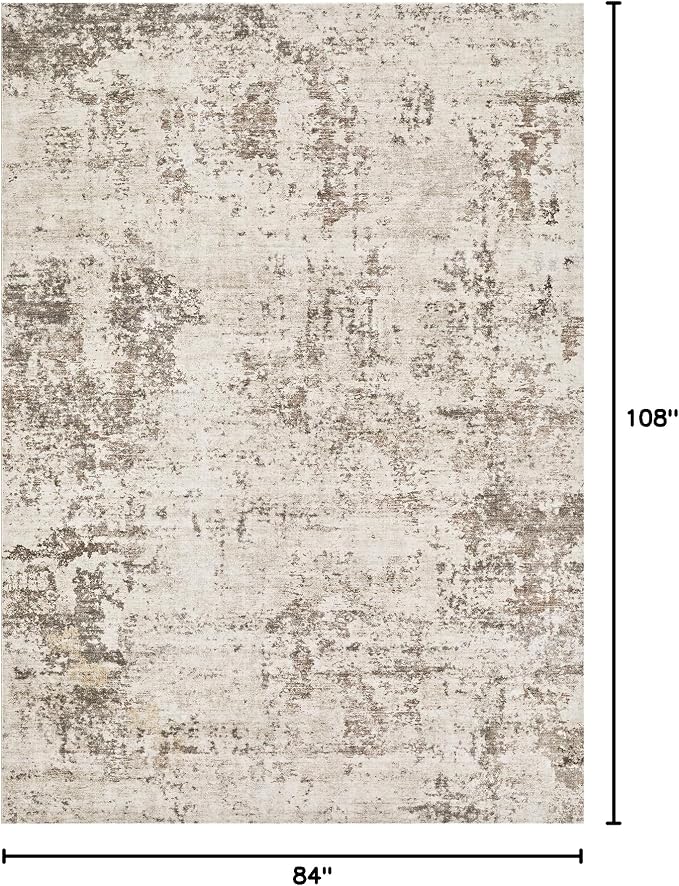 UERMEI 7x9 Area Rug Living Room Rugs - Washable Neutral Modern Abstract Soft Thin Large Rug Indoor Floor No Slip Rug Carpet for Bedroom Under Dining Table Home Office Decor - Dark Brown