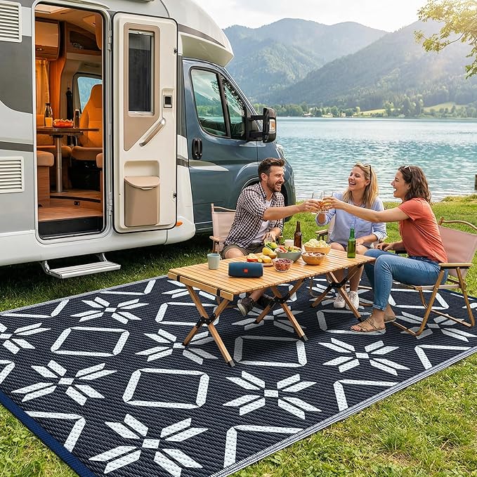 Kohree Outdoor Rug 6x9, RV Outdoor Rugs Reversible Waterproof Outdoor Camping Rug Patio Rugs Clearance with 4 Corner Loops for Patio, RV, Deck, Backyard, Picnic, Easy to Clean & Carry