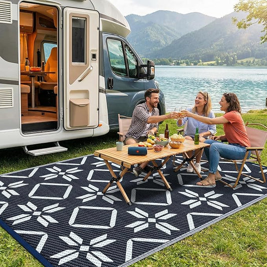 Kohree Outdoor Rug 6x9, RV Outdoor Rugs Reversible Waterproof Outdoor Camping Rug Patio Rugs Clearance with 4 Corner Loops for Patio, RV, Deck, Backyard, Picnic, Easy to Clean & Carry