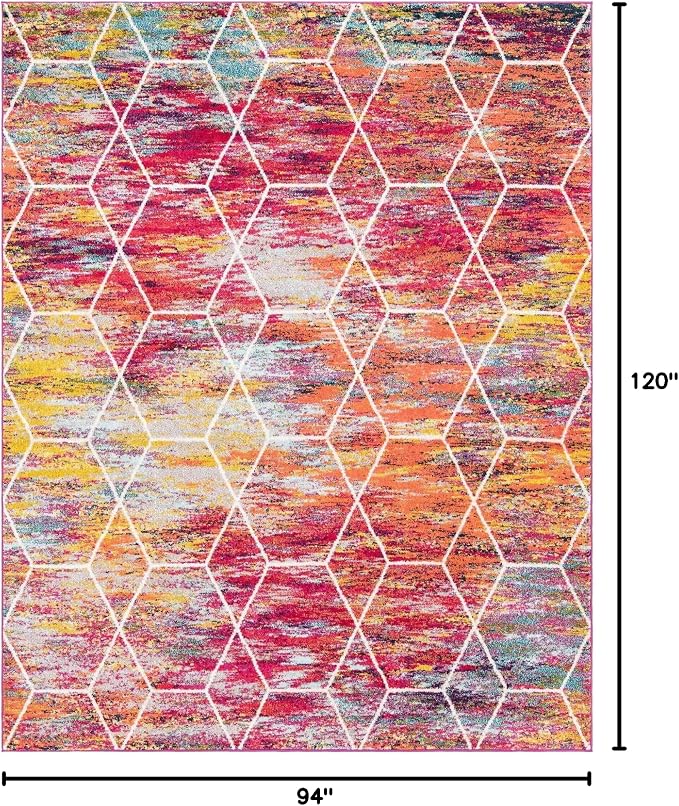 Unique Loom Trellis Frieze Collection Area Rug - Geometric (8' x 10', Multi/ Ivory)