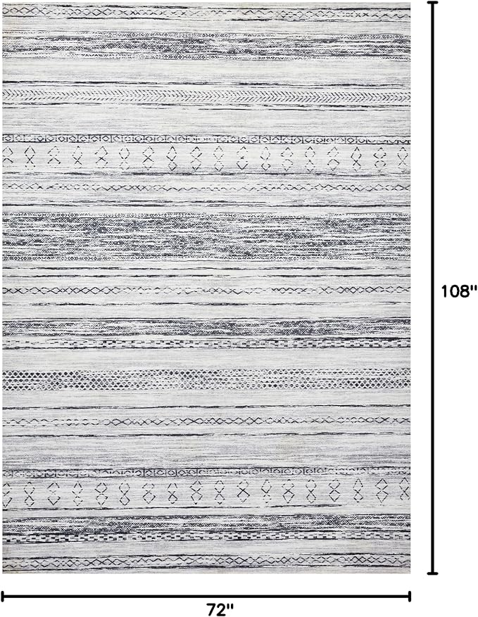 Tortania Area Rug Living Room Rugs - 6x9 Washable Large Soft Neutral Boho Moroccan Bohemian Farmhouse Rug Indoor Floor Carpet for Bedroom Under Dining Table Home Office Decor - Grey
