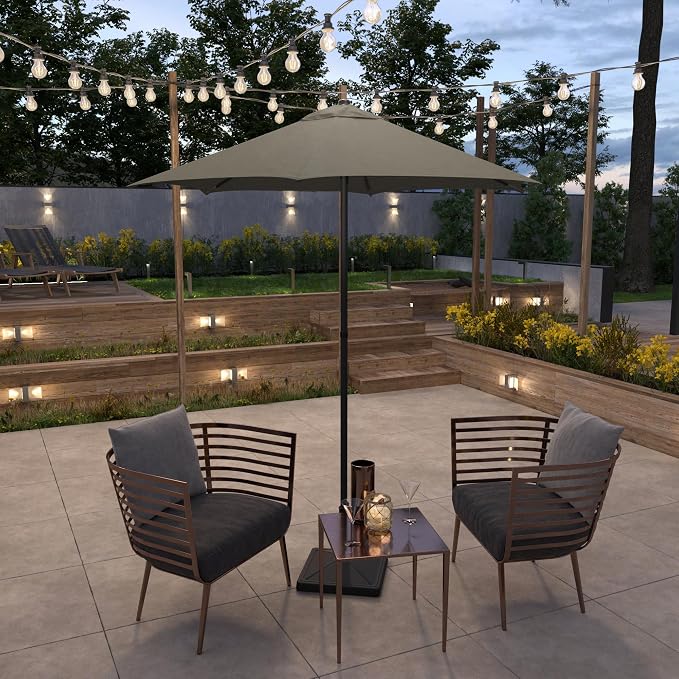 Sunline 7.5 ft Patio Umbrella with Crank & Push Button Tilt, Outdoor Market Umbrella with UV Protection & Wind Vent, Metal Frame for Deck, Pool & Table, Taupe