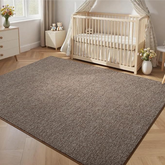 5x7 Brown Area Rug | Washable Memory Foam, Low Pile Non Slip Indoor Carpet for Living Room Bedroom Office Classroom College Dorm Room Home Decor
