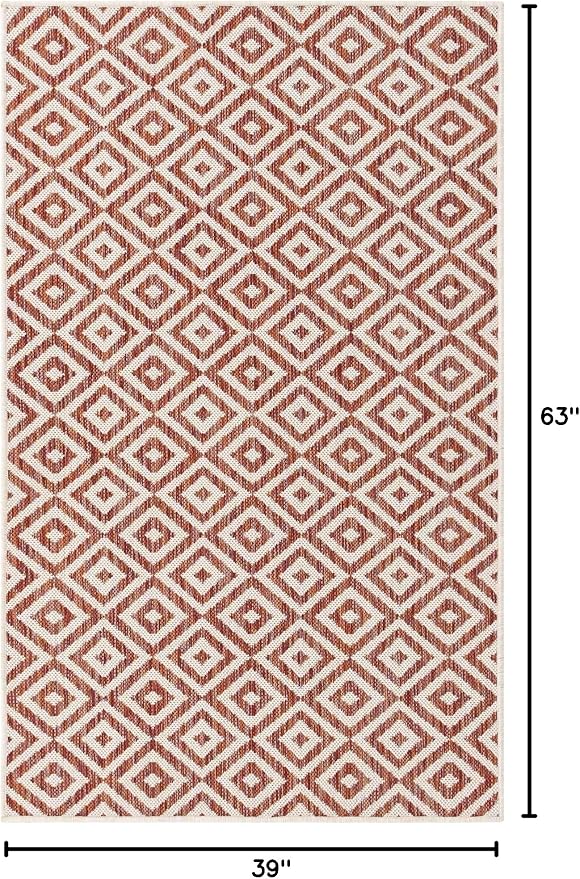 Unique Loom Jill Zarin Outdoor Collection Area Rug - Costa Rica (3' 3'' x 5' 3'' Rectangle, Rust Red/ Ivory)