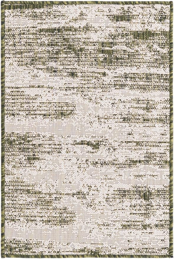 Unique Loom Outdoor Modern Collection Area Rug - Cartago (2' 2" x 3' 1" Rectangle, Green/ Ivory)