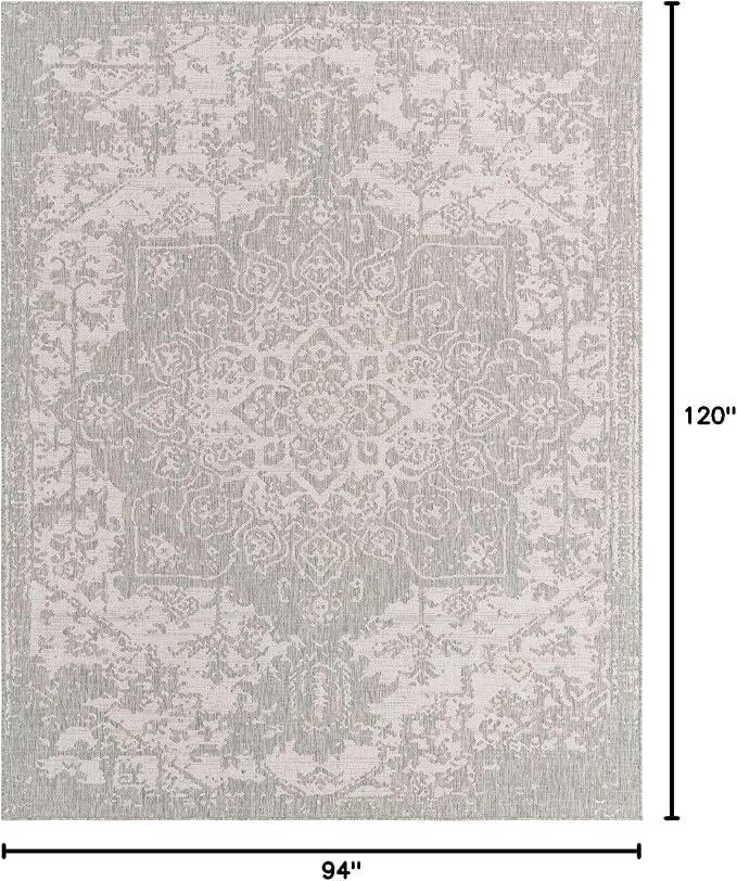 Unique Loom Jill Zarin Outdoor Collection Area Rug - Dubai (7' 10'' x 10' Rectangle, Gray/ Ivory)
