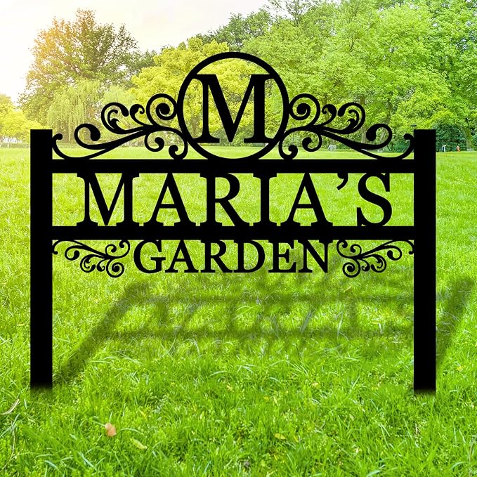 Personalized Yard Sign With Metal Stake, Custom Initial Sign, Large Monogram Sign, Cottage Decor, Garden Signs Decorative Outdoor, Present for Grandmother, Garden Present