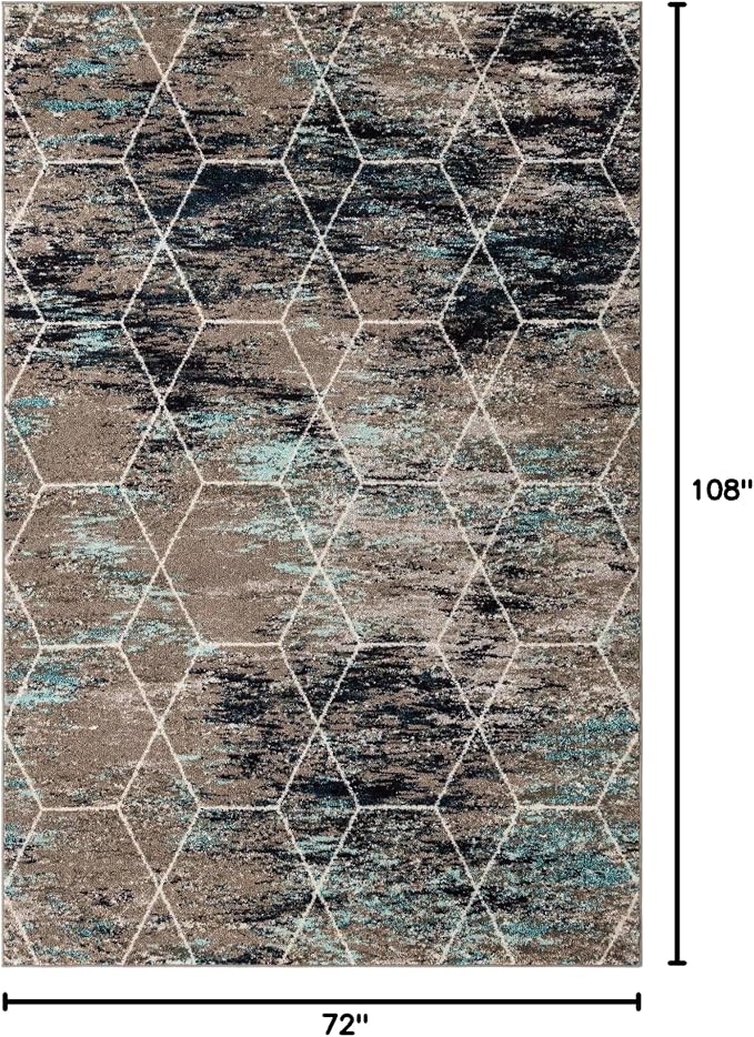 Unique Loom Trellis Frieze Collection Area Rug - Geometric (6' x 9', Blue Multi/ Ivory)