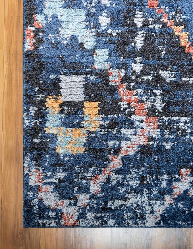 Unique Loom Morocco Collection Tribal, Southwestern, Bohemian Area Rug (5' 0 x 8' 0 Rectangular, Navy Blue/Gray)