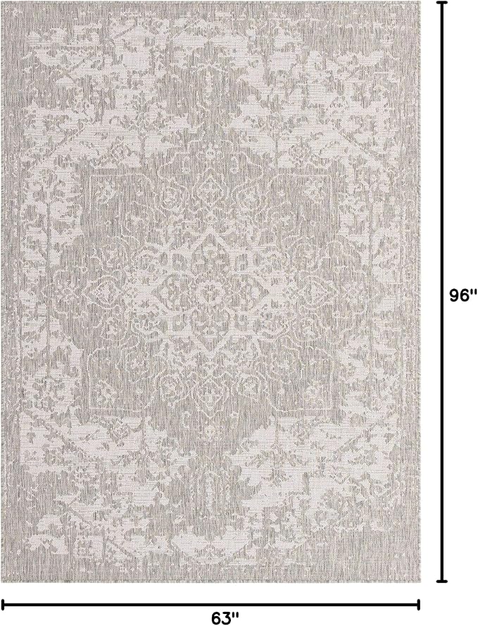 Unique Loom Outdoor Collection Area Rug - Dubai (5' 3' x 8' Rectangle, Gray/ Ivory)