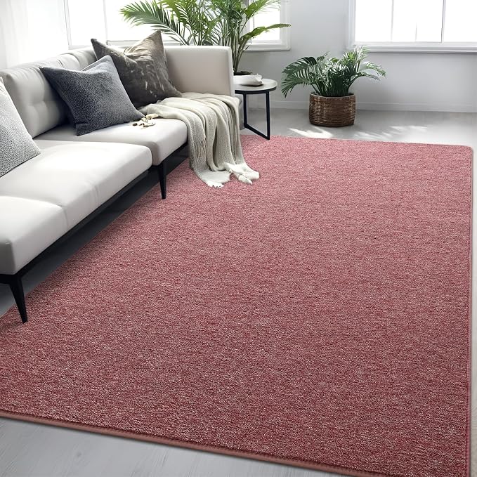 4x6 Dark Red Area Rug | Washable Memory Foam, Low Pile Non Slip Indoor Carpet for Living Room Bedroom Office Classroom College Dorm Room Home Decor