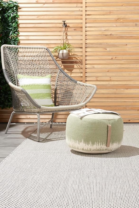 Nourison Home Courtyard Ivory Charcoal 8' x 10' Area Rug - Easy Clean, Non Shedding, Bed Room, Living Room, Dining Room, Kitchen (8' x 10')
