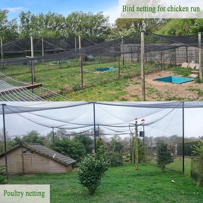 Bird Netting for Chicken Coop 30x30Ft, 1/2" Mesh, Strong Woven Poultry Netting Roof Cover for Chicken Run, Heavy Duty Bird Net for Fruit Trees, Blueberry, Vegetables, Garden Protection