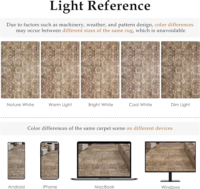 2x8 Brown Vintage Distressed Washable Runner Rug for Hallway | Low Pile, Non Slip, Retro Style, Soft Distressed Long Hallway Runner for Kitchen, Entryway, Laundry, Bedroom, Home Decor