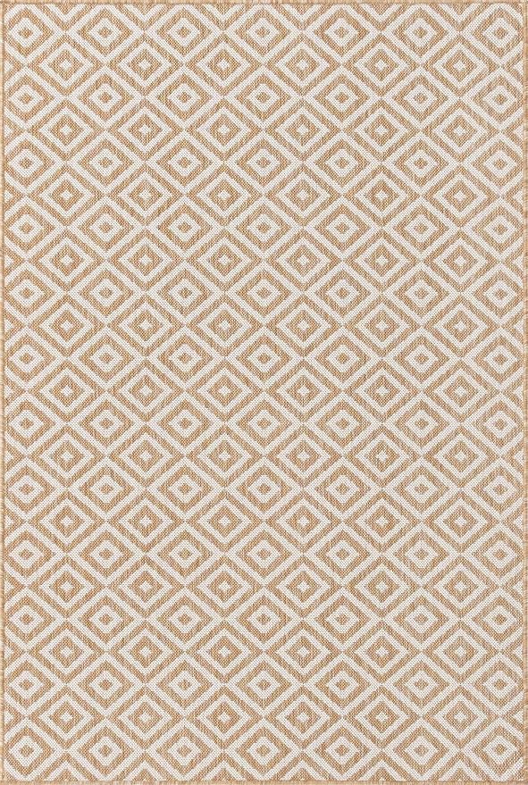 Unique Loom Outdoor Collection Area Rug - Costa Rica (4' 1' x 6' 1' Rectangle, Beige/ Cream)