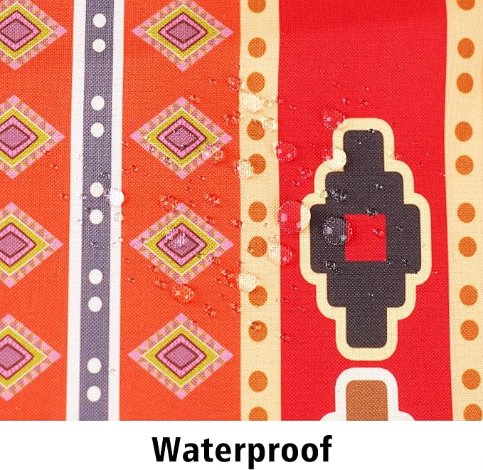 Outdoor Tablecloth with Umbrella Hole and Zipper, Rectangle Patio Table Covers for Spring/Summer, Machine Washable Outdoor Picnic Table Cloth (Boho Kilim, 60" × 102" Rectangular)