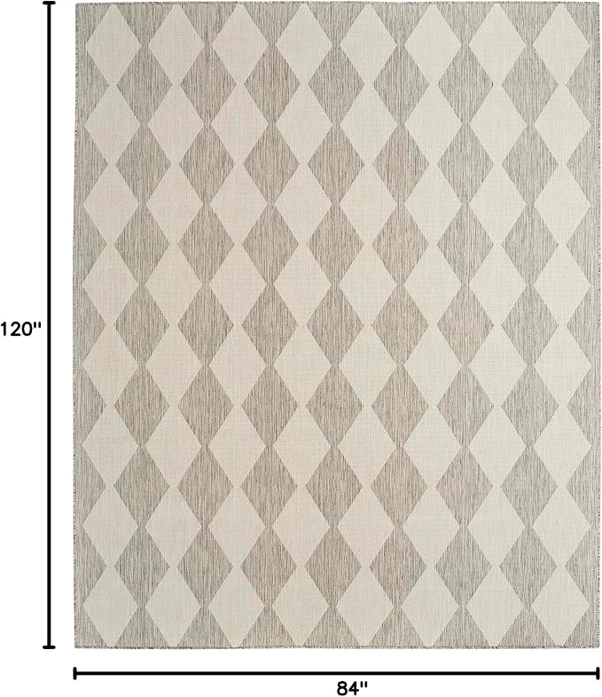 Nourison Home Positano Light Grey 7' x 10' Area Rug - Easy Clean, Non Shedding, Bed Room, Living Room, Dining Room, Kitchen (7' x 10')