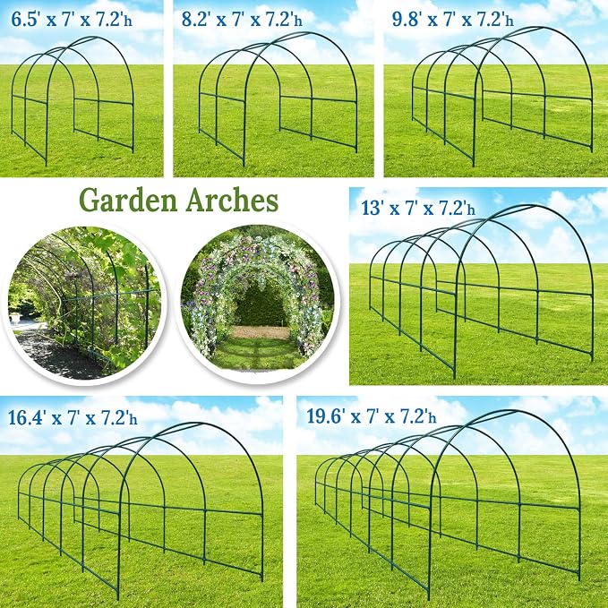 YardGrow Greenhouse Frames for Larger Hot Garden House Support Arch Frame Climbing Plants/Flowers/Vegetables Outdoor (13x7x7.2 FT)