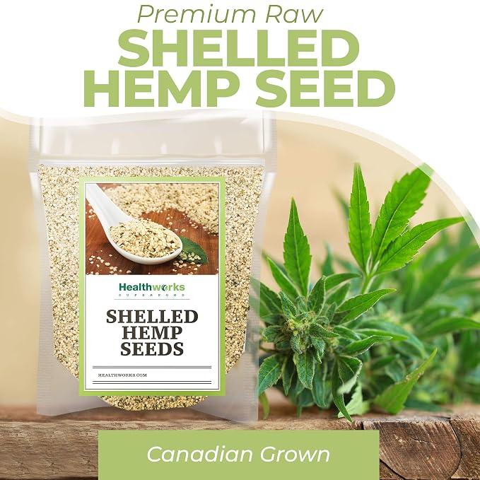 Healthworks Superfood Shelled/Hulled Hemp Seeds Canadian - 32 Oz / 2 Lbs (Pack of 2) - Premium & All-Natural - Contains Omega 3 & 6, Fiber and Protein - Packaging May Vary