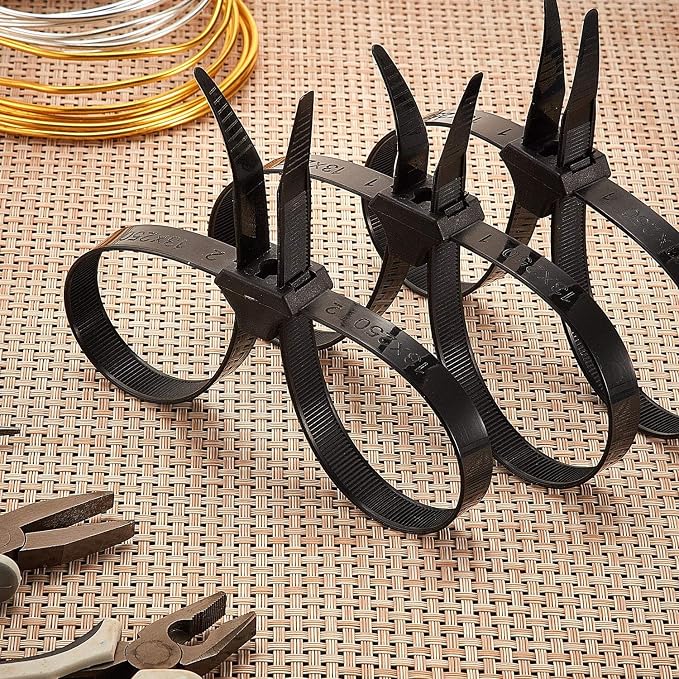 Boao 10 Pcs Zip Ties Cable Disposable Heavy Duty Tie Double Police Cuffs Flex Plastic Nylon Tie Restraints (Black,0.5 x 10 Inch)