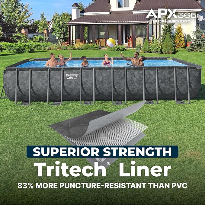 Bestway APX 365 24' x 12' x 52" Above Ground Pool Set with Sand Filter Pump | Long-Lasting All-Season Swimming Pool with Galvanized Steel Frame - Ladder, Cover, and Polysphere Filtration Balls Included