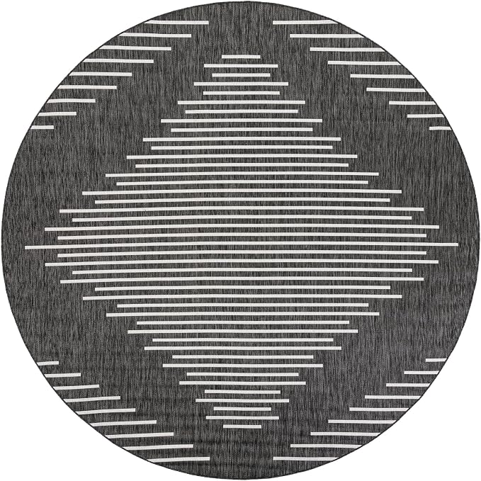 Unique Loom Outdoor Modern Collection Area Rug - Tambor (10' Round Charcoal Gray/Ivory)