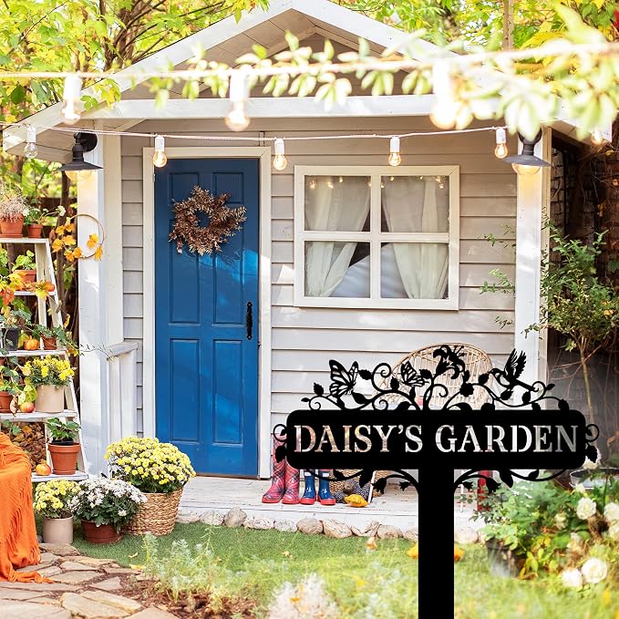 Custom Garden Metal Stake Sign – Personalized Outdoor Name Sign, Decorative Metal Yard Art for Plant Lovers