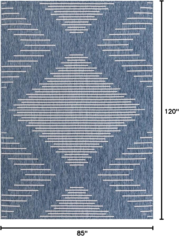 Unique Loom Outdoor Modern Collection Area Rug - Tambor (7' 1" x 10' Rectangle, Blue/ Ivory)