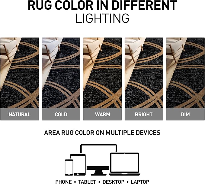Rugshop Wavy Circles Modern Non-Shedding Area Rug Camel 7'10" x 10'2" | Rectangular, Size 7'10" x 10'2", Living Room, Bedroom, Dining Room, Home Office, Kitchen, Entryway, Hallway, Nursery, Bedside