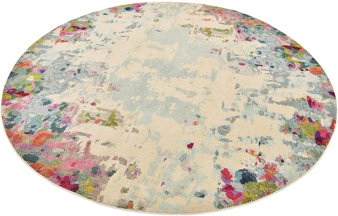 Unique Loom Chromatic Collection Area Rug - Joyous (8' Round Multi/Blue)
