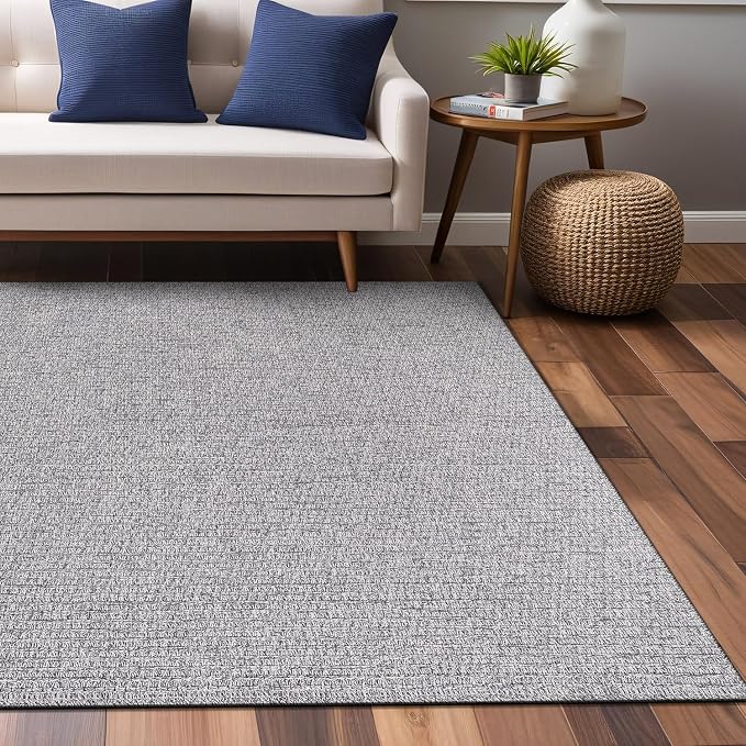 Luul Home Easy Jute Rugs 8x10 Gray Color Living Room Indoor Outdoor Area Rug for Farmhouse Patio and Kitchen Rug High Traffic Washable Easy to Clean Solid Boho Woven Design Outside Carpet (8 x 10)