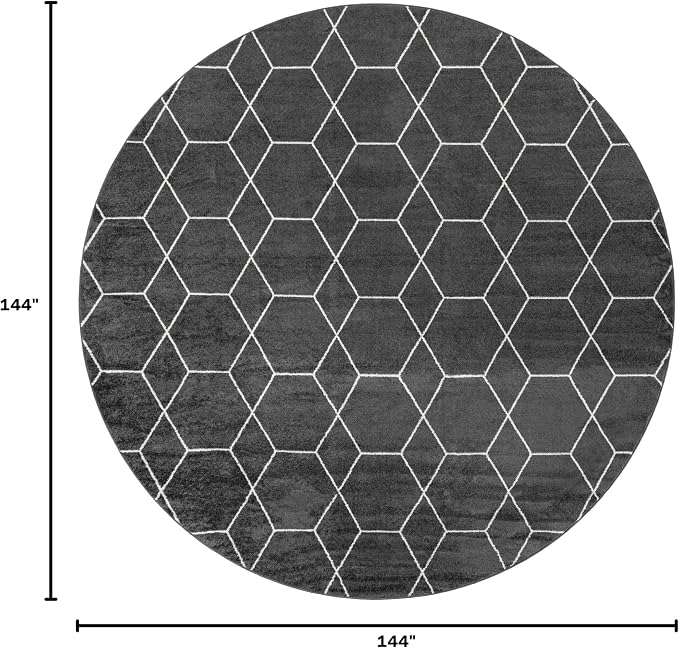 Unique Loom Trellis Frieze Collection Area Rug - Geometric (12' Round Dark Gray/Ivory)