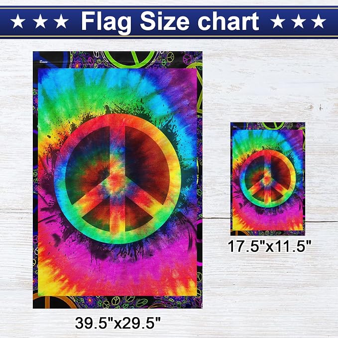FLAGWIX Hippie Peace Flag - Boho Decoration for Home, Outside - 30x40 House Flag, Double Sided, Heavy Duty Canvas Indoor Outdoor