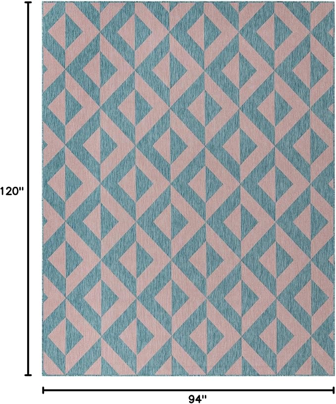 Unique Loom Jill Zarin Unique Loom Outdoor Collection Area Rug - Napa (7' 10'' x 10' Rectangle, Pink and Aqua/Light Blue)