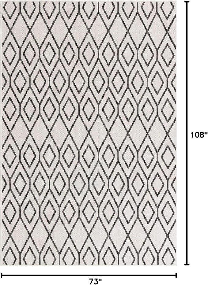 Jill Zarin Outdoor Collection Area Rug - Turks and Caicos (6' x 9' Rectangle Ivory/Black)