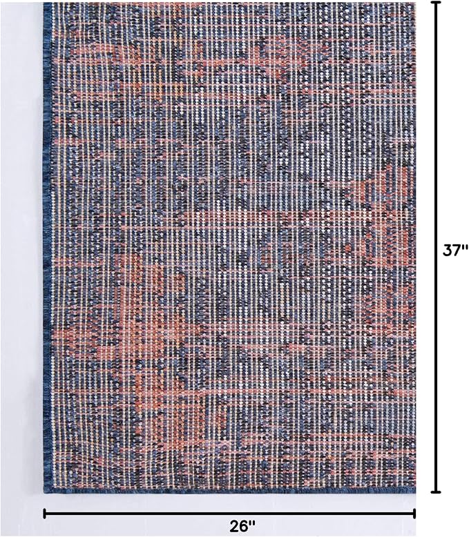 Unique Loom Morocco Collection Abstract Border, Diamond, Bohemian Area Rug (2' 2 x 3' 0 Rectangular, Navy Blue/Black)