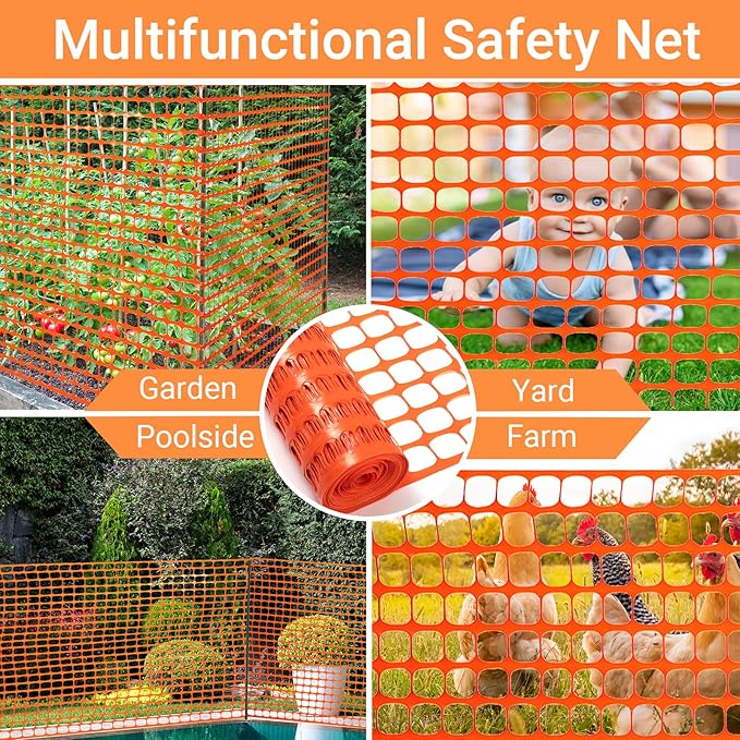 DOEWORKS Safety Fence, 4 x 100 FT Orange Plastic Mesh Fence Roll Barrier Netting for Construction and Event Fencing