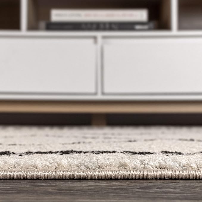 JONATHAN Y Zaina Moroccan Beni Souk Cream/Black Runner Rug, 2x8, Contemporary, Modern, Easy-Cleaning for Living Room, Bedroom, Kitchen, Pet Friendly, Non-Shedding (MOH203A-28)
