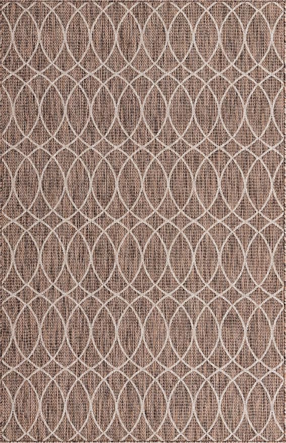 Unique Loom Outdoor Trellis Collection Area Rug - Gitter (5' 3" x 8' Rectangle, Brown/ Ivory)