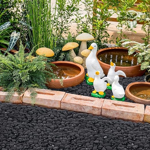 GreatBuddy 15-lb Black River Rocks for Landscaping, 1-2 Inches Black Polished Pebbles, Decorative Rocks for Plants Indoor& Outdoor, Garden Landscaping, Aquariums, Vases, Potted Plants, Home Decor