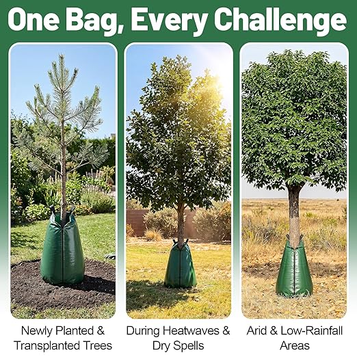 4 Packs Slow Release Tree Watering Bags - 20 Gallon Zippered Automatic Drip Irrigation Bags for New Planted and Transplanted Trees